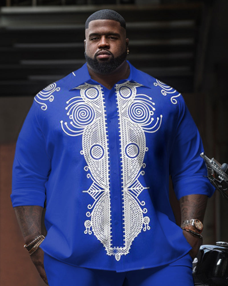Big & Tall Graphic Business Casual T-Shirt Pants Set for big men view 6