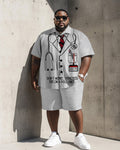 Big & Tall White Streetwear T-Shirt Shorts Set for big men view 1
