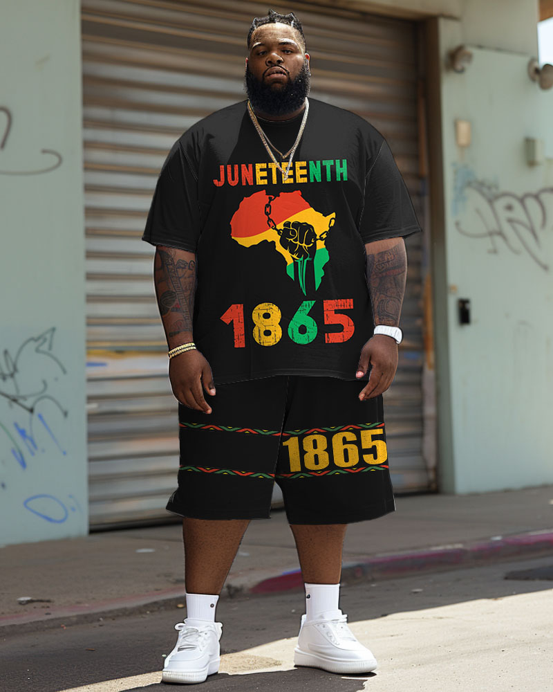 Big & Tall Juneteenth T-Shirt Shorts Set for big men view 2