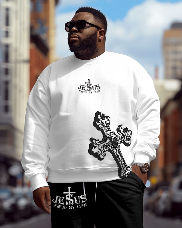 Big & Tall Streetwear Hoodie Sweatpants Set for big men view 2