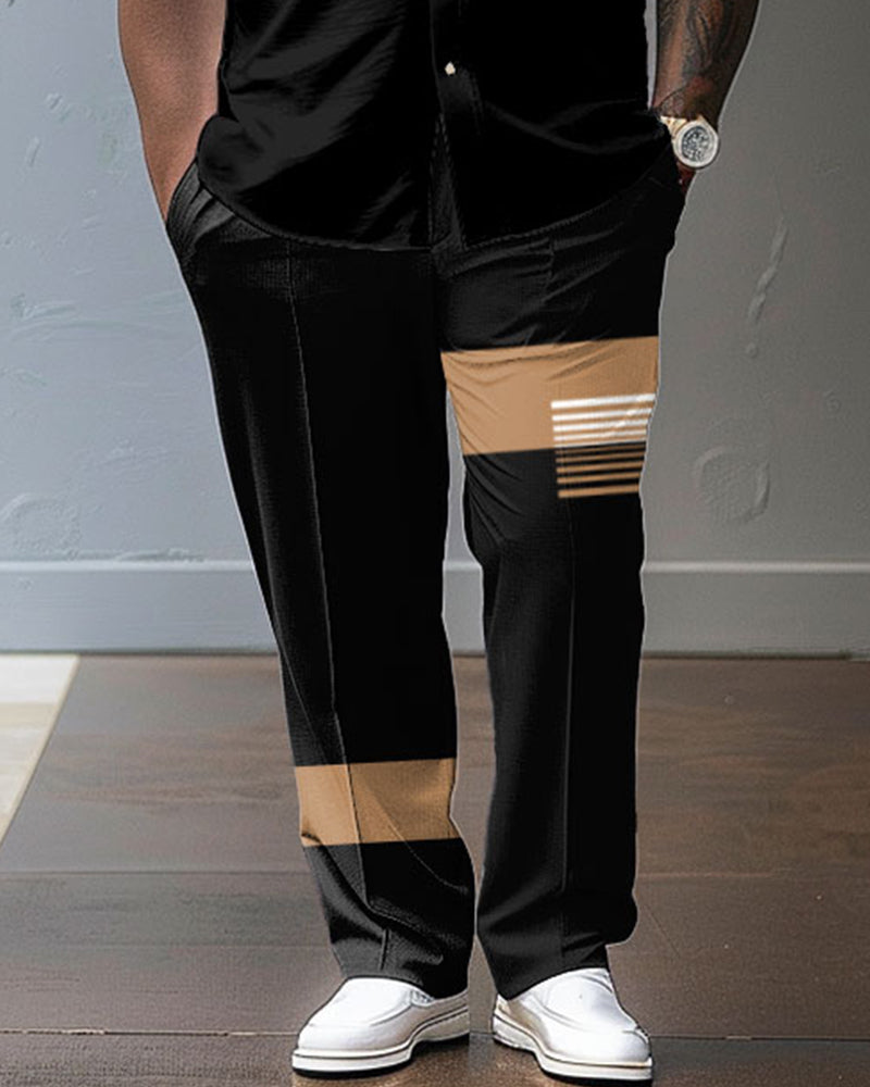 Big & Tall Striped Shirt Pants Set for big men view 3