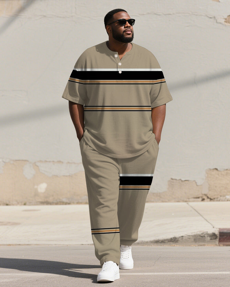 Big & Tall Khaki Graphic T-Shirt Pants Set for big men view 1