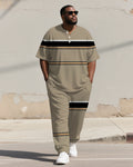 Big & Tall Khaki Graphic T-Shirt Pants Set for big men view 1