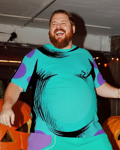 Big & Tall Blue Graffiti T-Shirt Pants Set for big men view 2