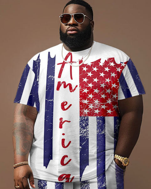 Big & Tall Graphic T-Shirt Shorts Set for big men view 3