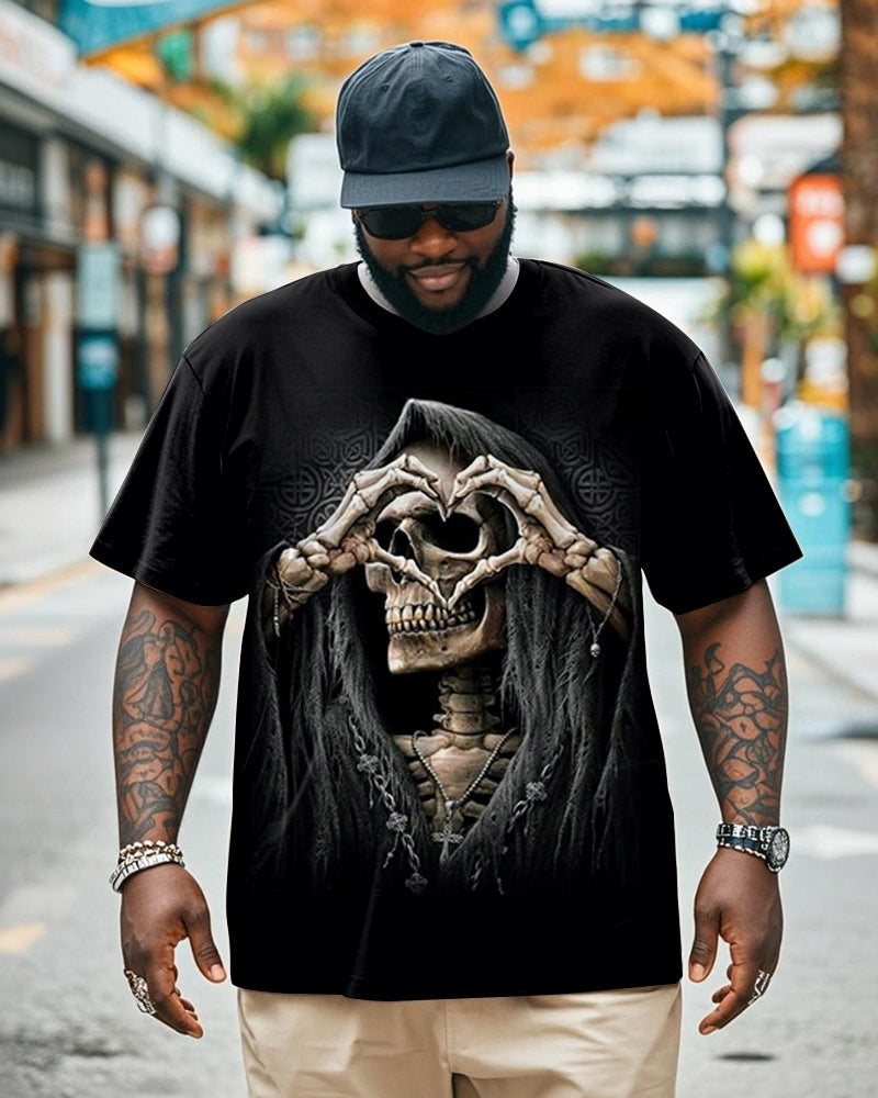 Big & Tall Black Skull T-Shirt for big men view 1
