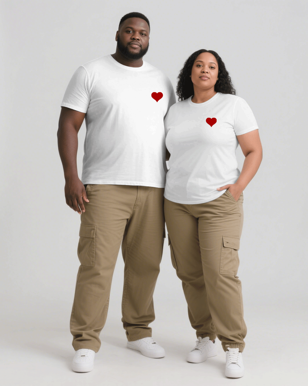 Big & Tall White Khaki T-Shirt Pants Set for big men view 1