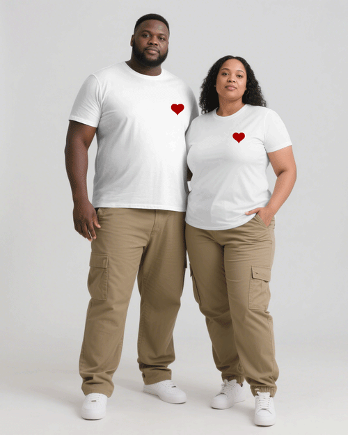 Big & Tall White Khaki T-Shirt Pants Set for big men view 1