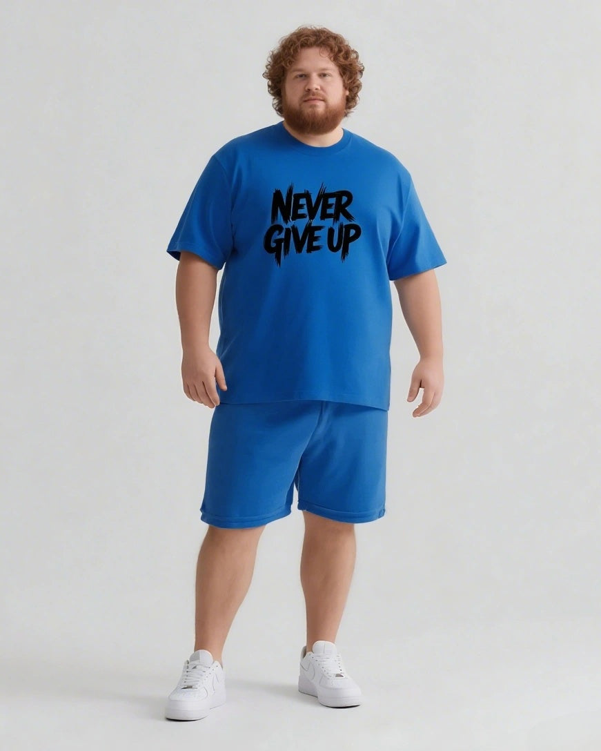 Big & Tall Graphic Streetwear T-Shirt Shorts Set for big men view 9