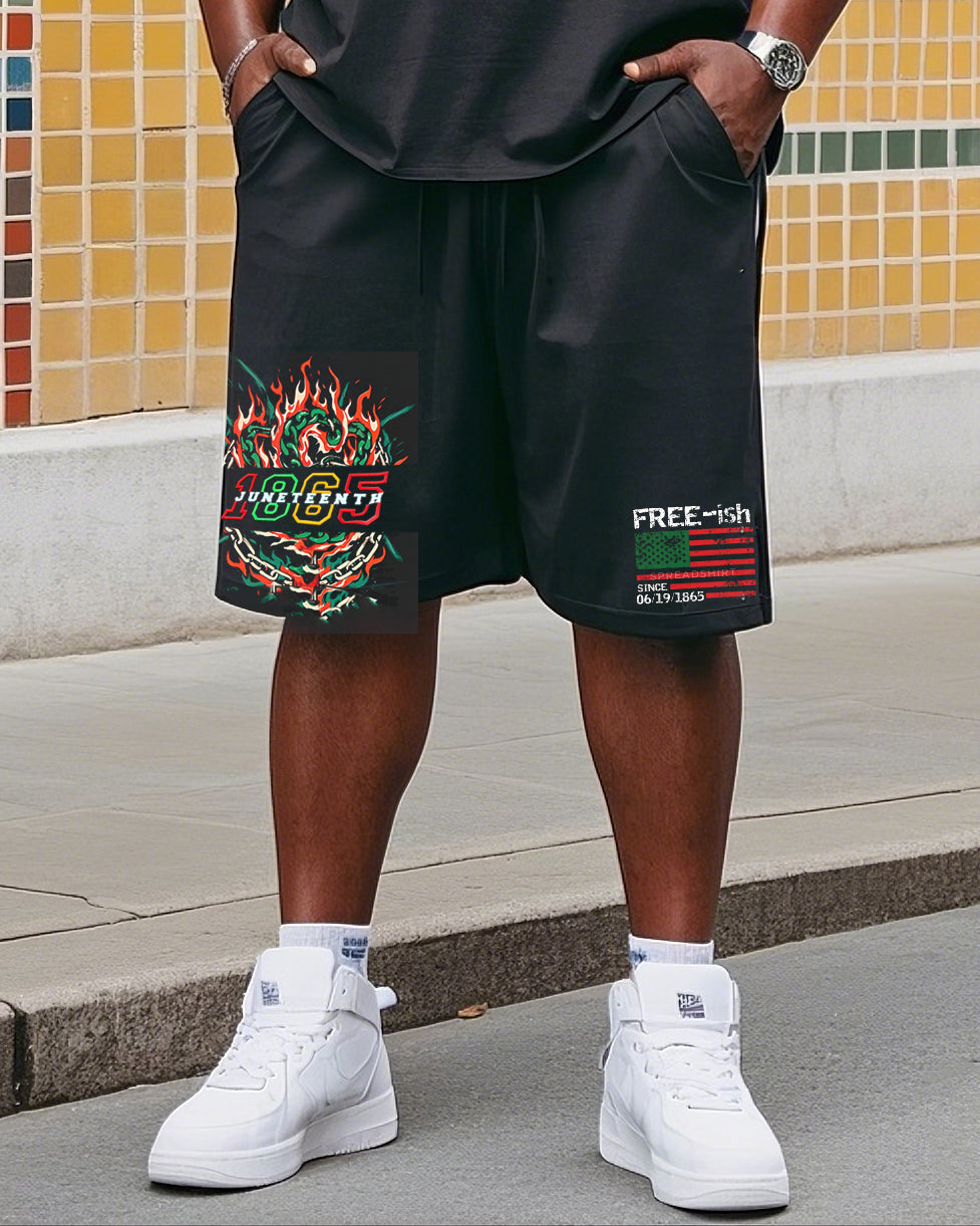 Big & Tall Graphic T-Shirt Shorts Set for big men view 3