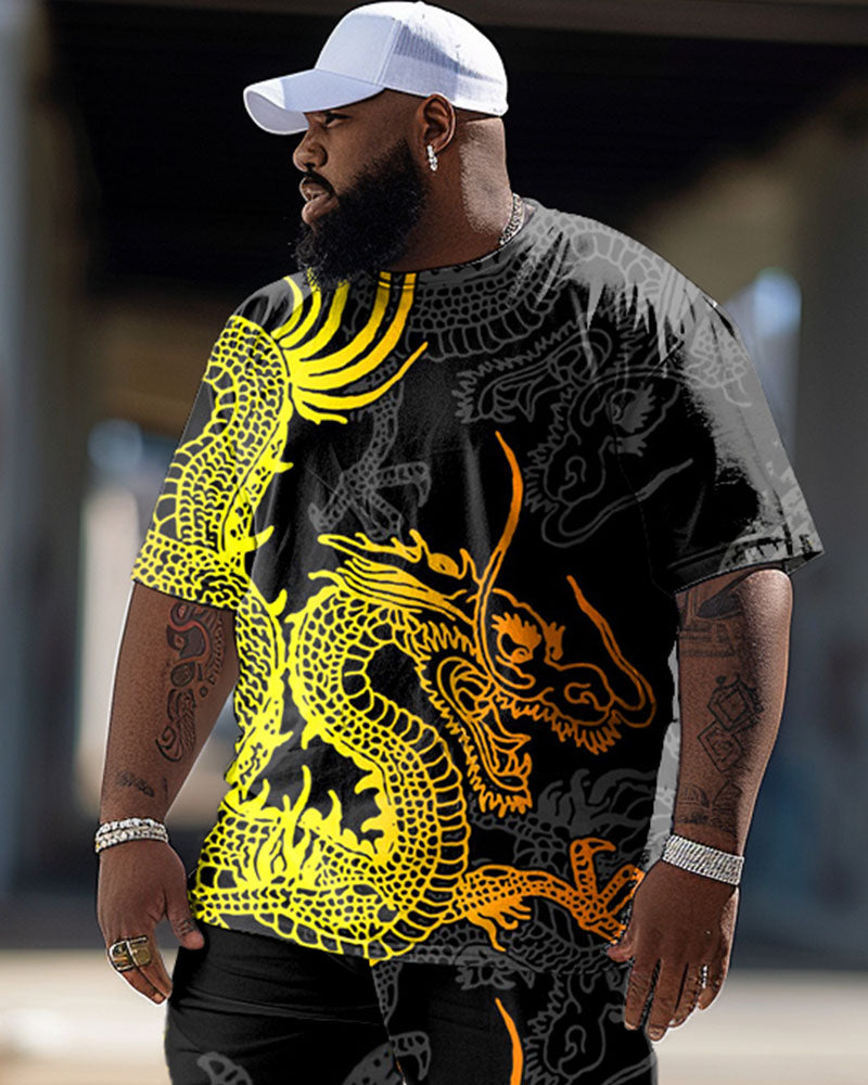 Big & Tall Gradient Graphic T-Shirt Pants Set for big men view 2