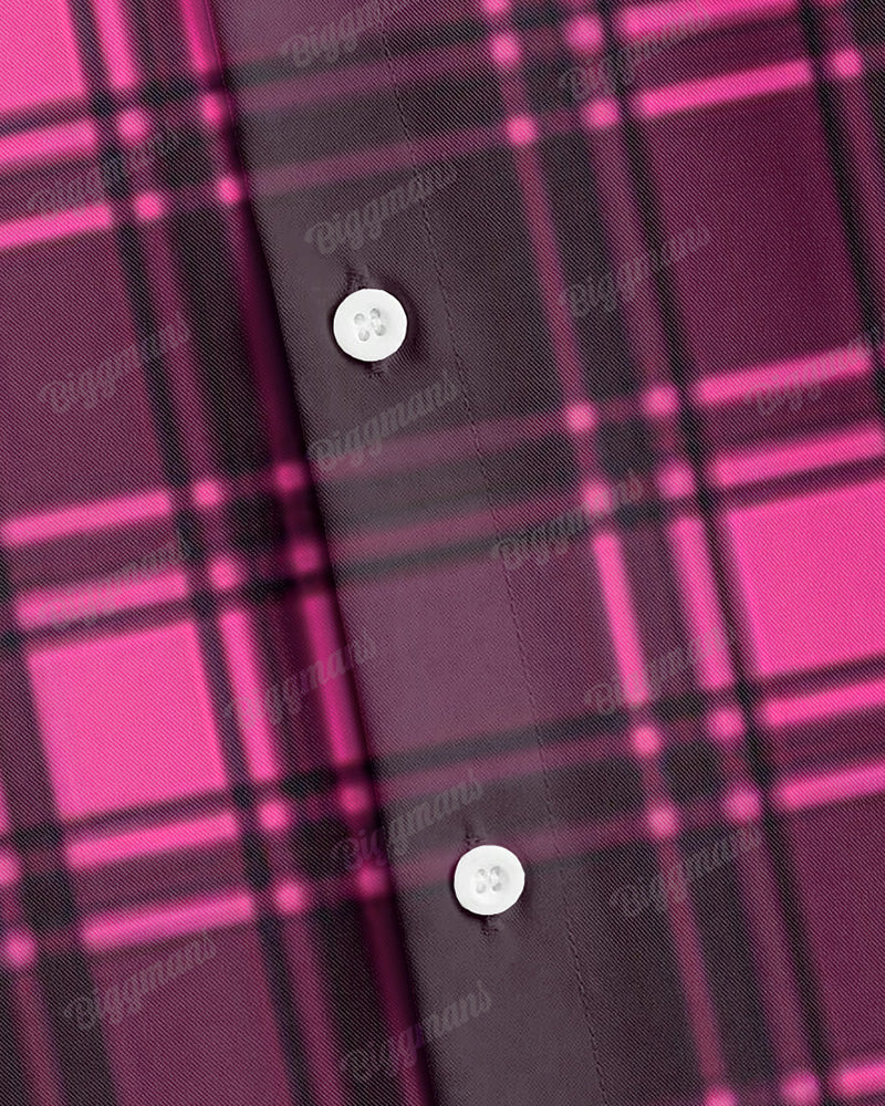 Big & Tall Black Pink Plaid Long Sleeve Shirt for big men view 4