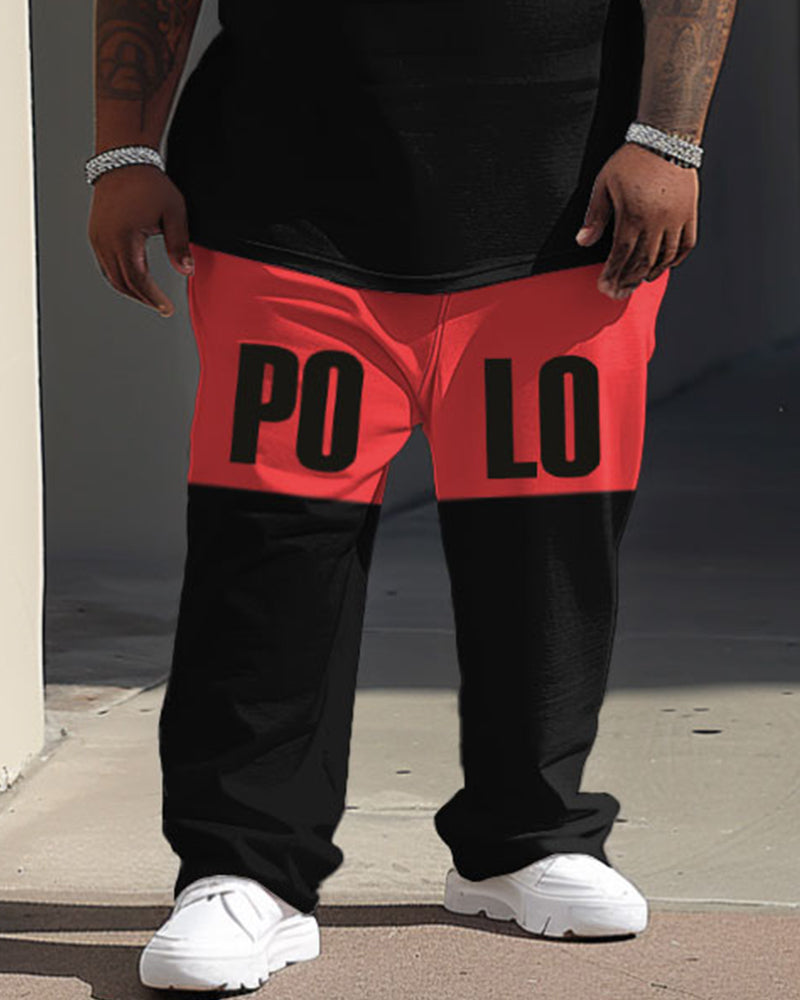 Big & Tall Colorblock Graphic T-Shirt Pants Set for big men view 3