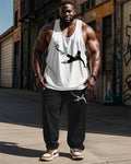Big & Tall Geometric Graphic Graffiti Vest Pants Set for big men view 1
