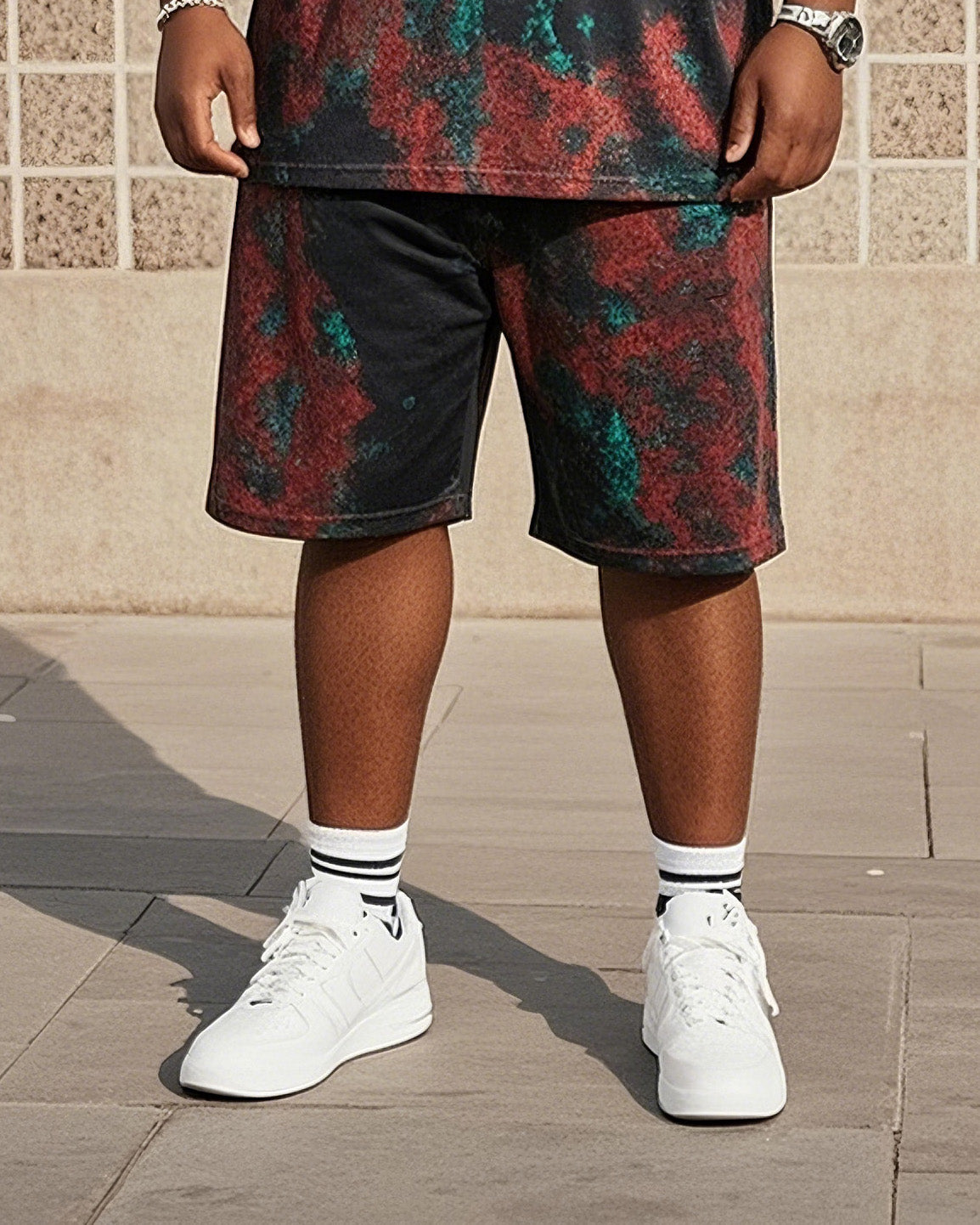 Big & Tall Vintage T-Shirt Shorts Set for big men view 3