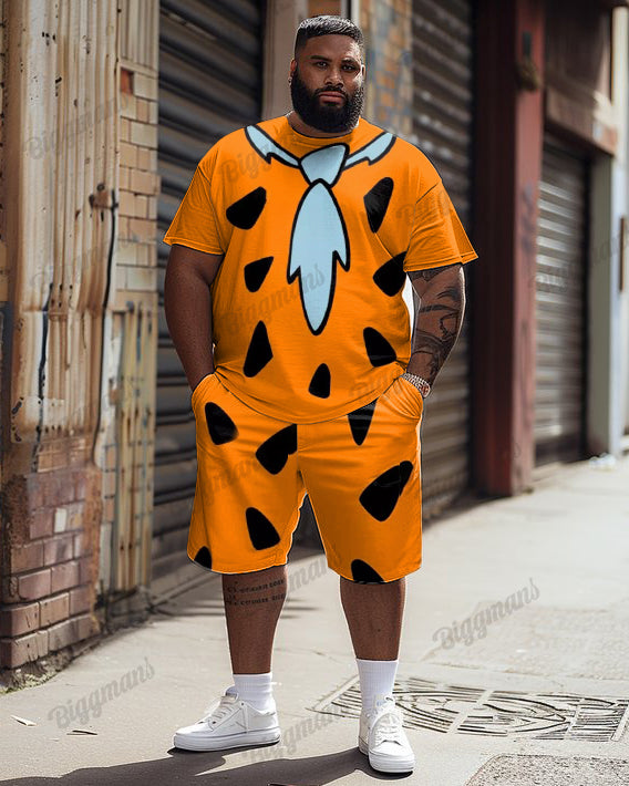 Big & Tall Graphic Vintage T-Shirt Shorts Set for big men view 1