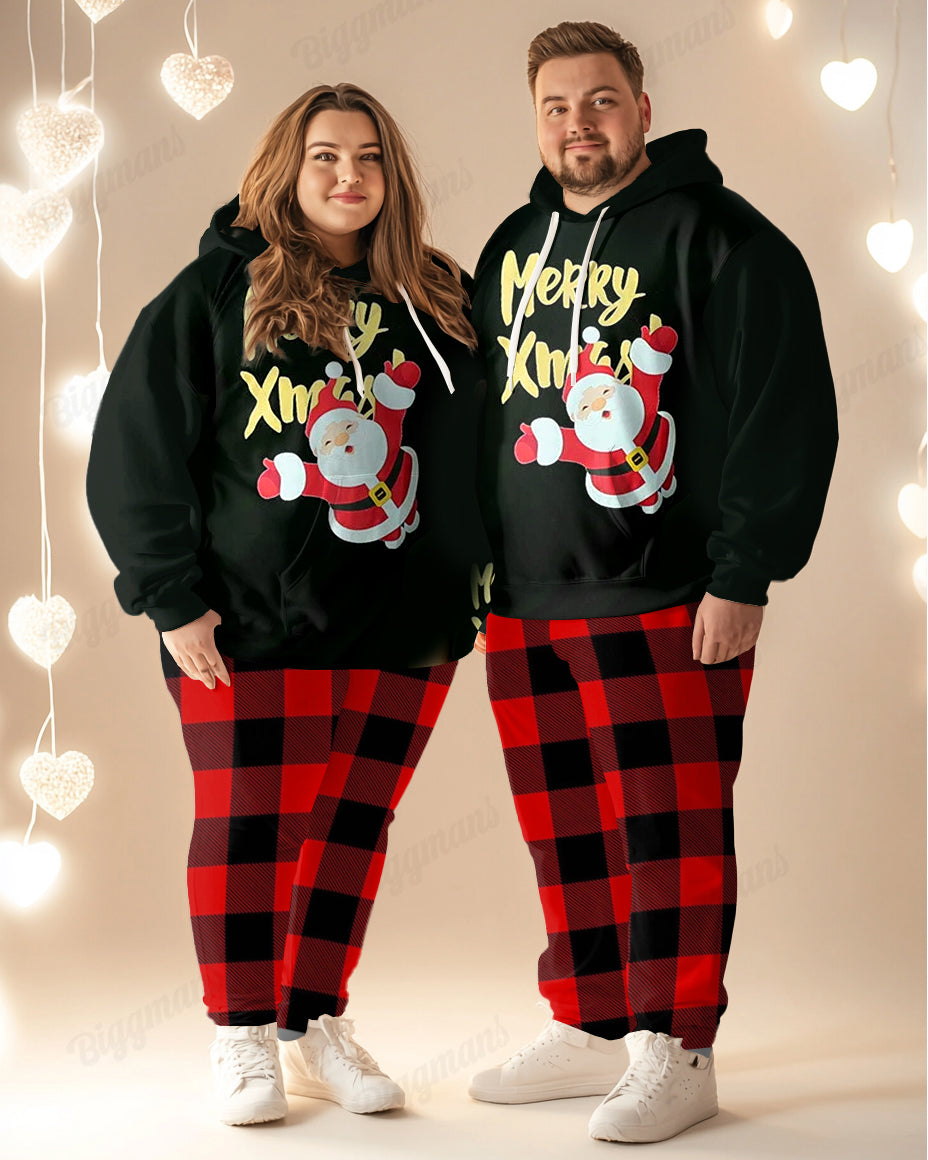 Big & Tall Plaid Hoodie Sweatpants Set for big men view 1
