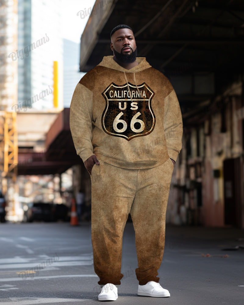 Big & Tall Western Streetwear Hoodie Sweatpants Set for big men view 1