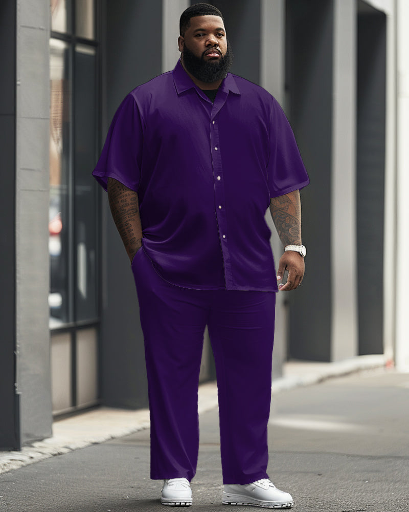 Big & Tall Solid Color T-Shirt Pants Set for big men view 6