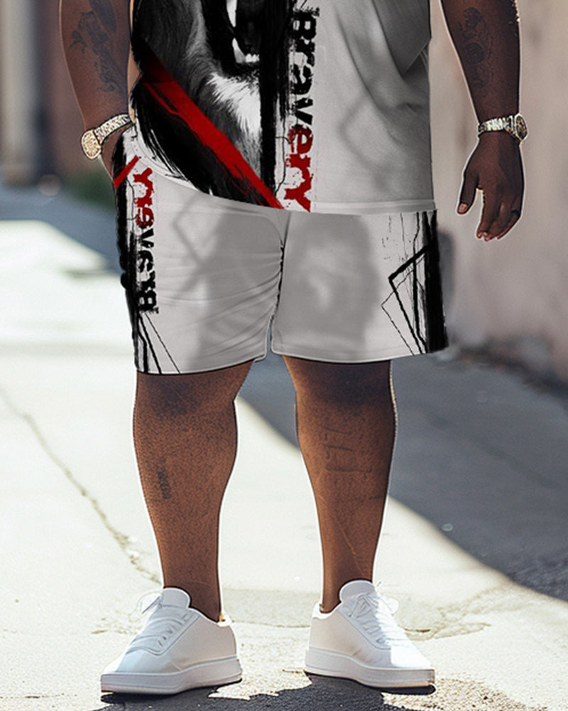 Big & Tall Graphic Streetwear T-Shirt Shorts Set for big men view 3