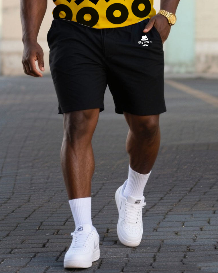 Big & Tall Striped Business Casual Polo Shorts Set for big men view 3