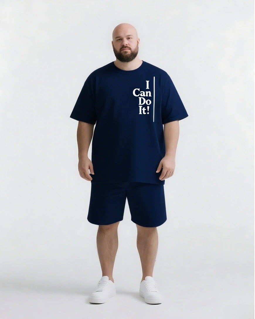 Big & Tall Graphic Streetwear Two-piece Set for big men view 10