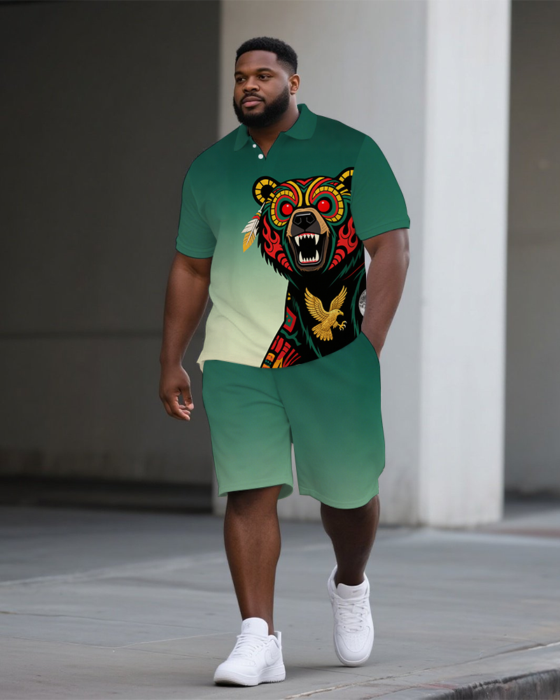 Big & Tall Gradient Polo Shorts Set for big men view 1
