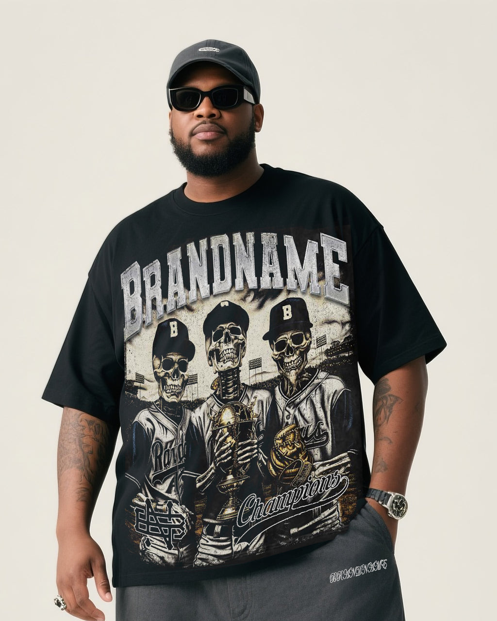 Big & Tall Streetwear T-Shirt Pants Set for big men view 2
