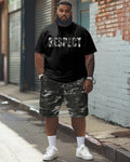 Big & Tall Graphic Camouflage T-Shirt Shorts Set for big men view 1