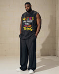 Big & Tall Patchwork Vest Pants Set for big men view 1