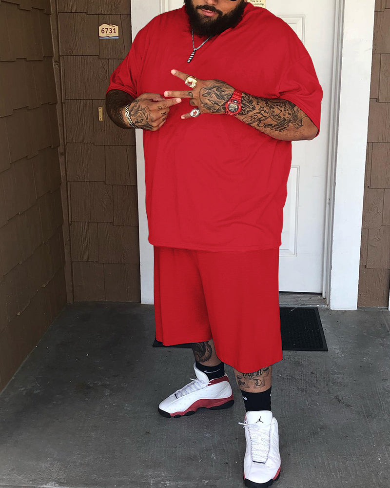 Big & Tall Solid Color Two-piece Set for big men view 7