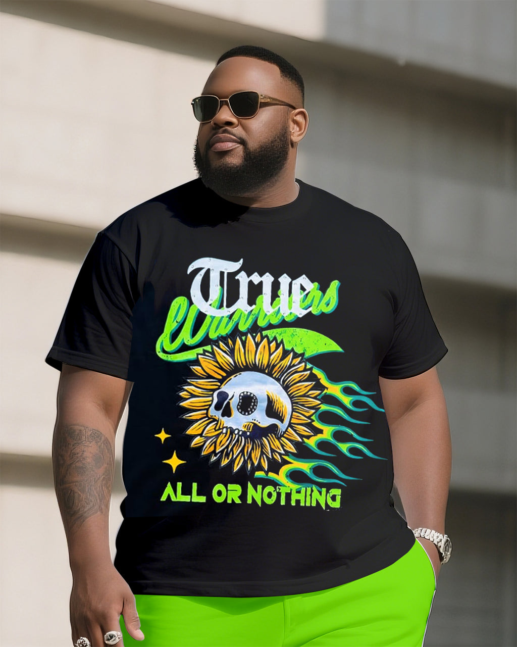 Big & Tall Graphic Streetwear T-Shirt Shorts Set for big men view 2