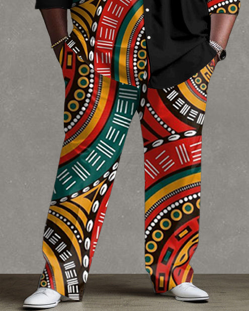 Big & Tall Graphic Patchwork T-Shirt Pants Set for big men view 4