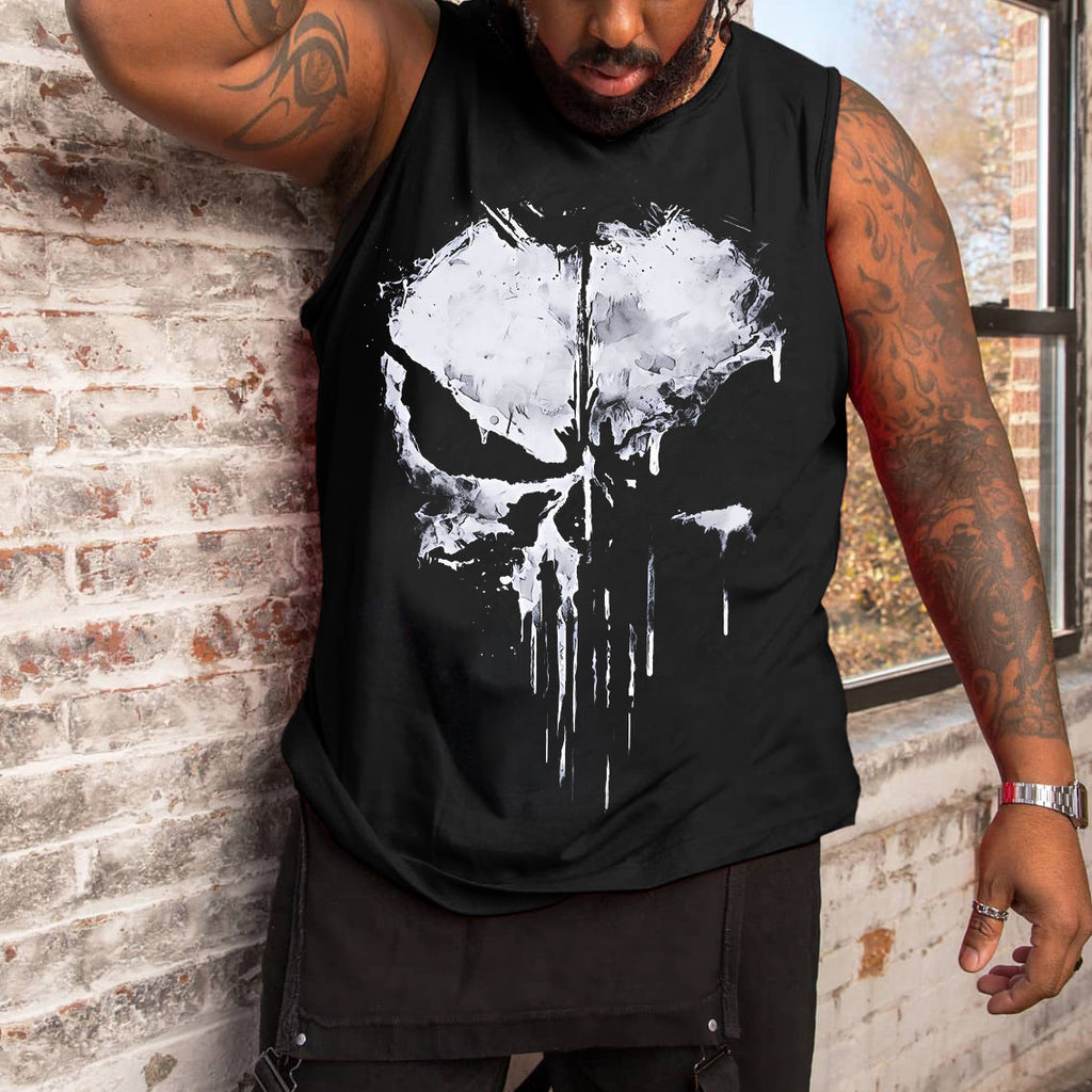 Big & Tall Graphic Skull Tank Top for big men view 2