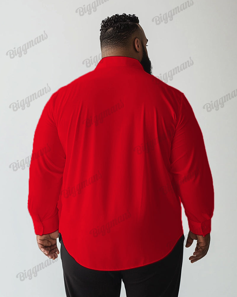 Big & Tall Red Graphic Long Sleeve Shirt for big men view 2