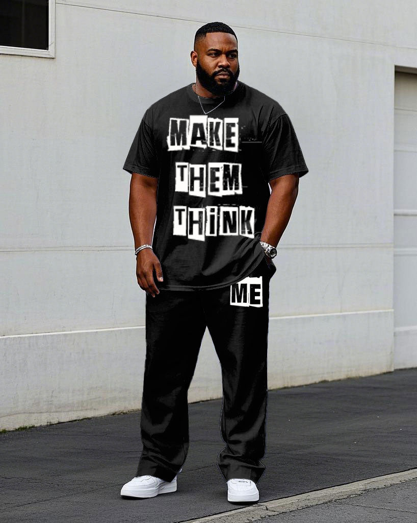 Big & Tall Graphic Streetwear T-Shirt Pants Set for big men view 1