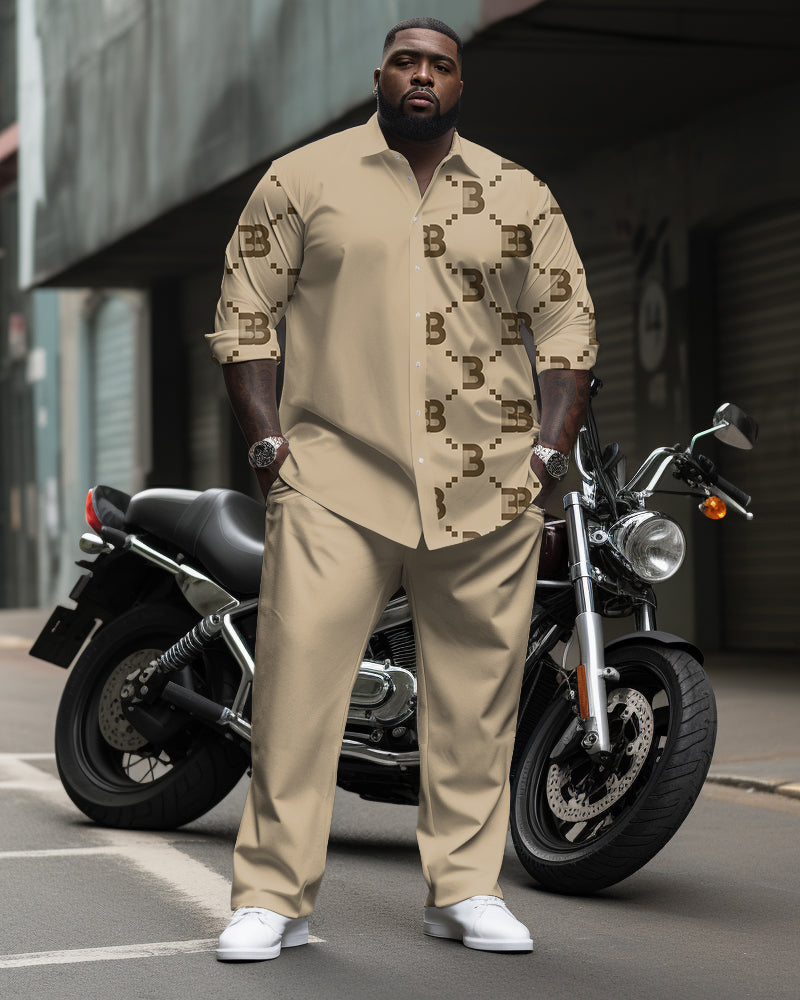Big & Tall Graphic Business Casual T-Shirt Pants Set for big men view 1