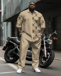 Big & Tall Graphic Business Casual T-Shirt Pants Set for big men view 1