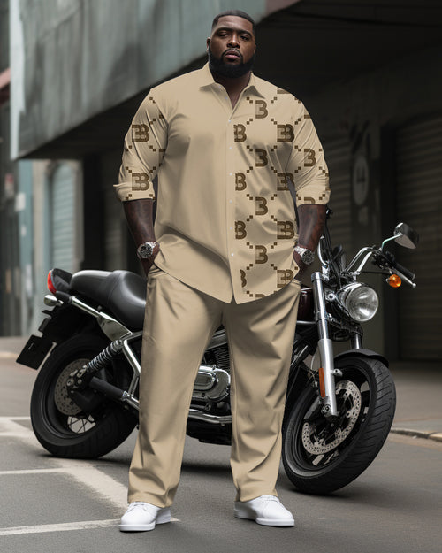 Big & Tall Graphic Business Casual T-Shirt Pants Set for big men view 1