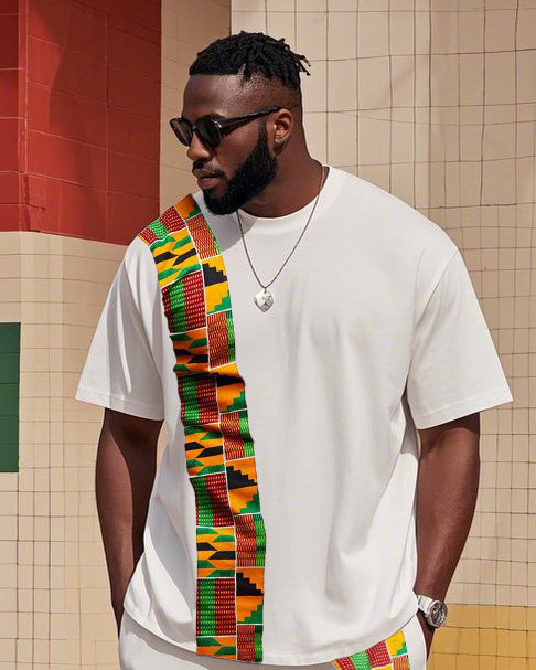 Big & Tall Black White Juneteenth Two-piece Set for big men view 2