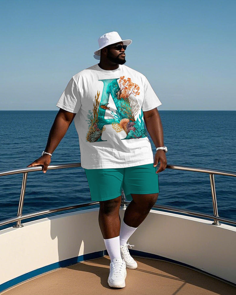Big & Tall Graphic T-Shirt Shorts Set for big men view 1