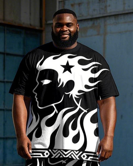 Big & Tall Streetwear T-Shirt Shorts Set for big men view 2