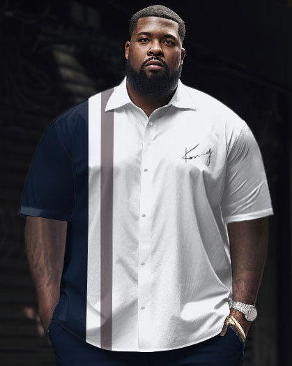 Big & Tall Striped Business Casual Shirt Pants Set for big men view 2