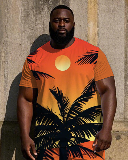 Big & Tall Hawaiian T-Shirt Shorts Set for big men view 2