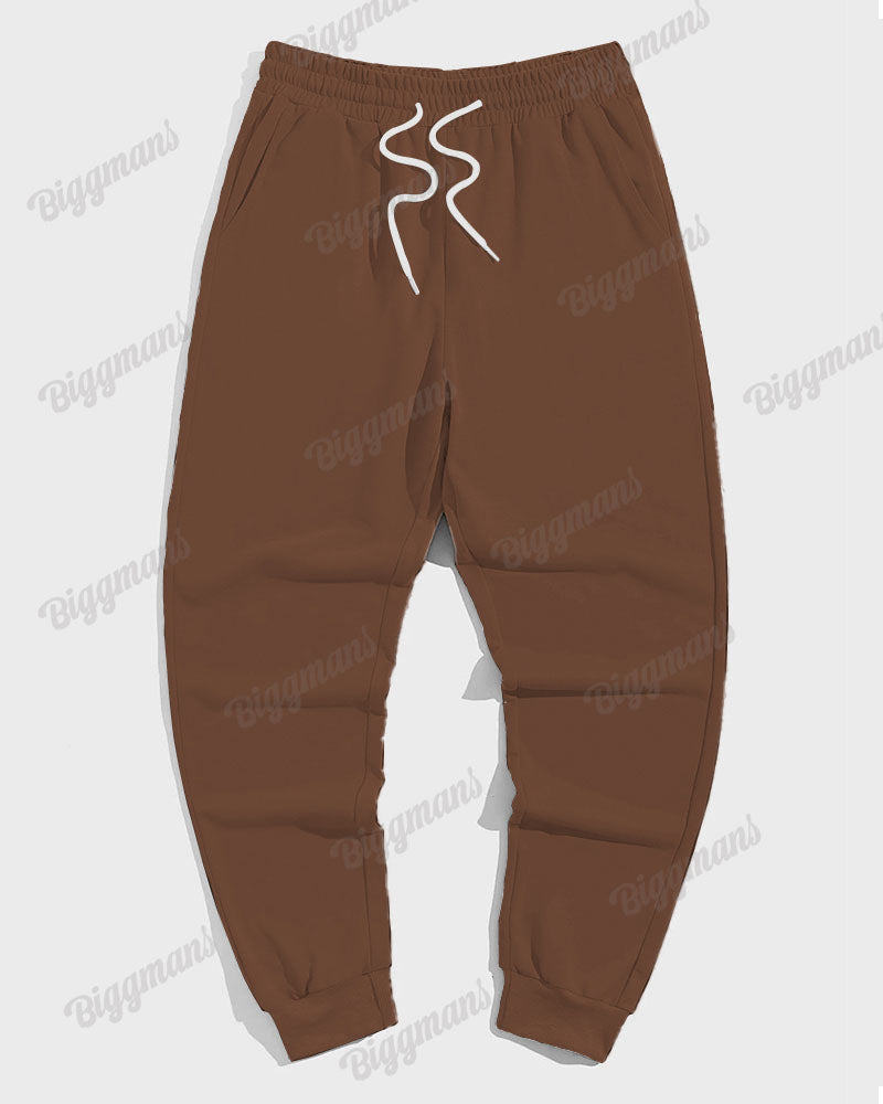 Big & Tall Brown Striped Hoodie Sweatpants Set for big men view 4