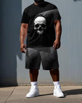Big & Tall Graphic Skull T-Shirt Shorts Set for big men view 1