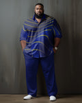Big & Tall Blue Gradient Shirt Pants Set for big men view 1
