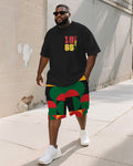 Big & Tall Juneteenth Geometric T-Shirt Shorts Set for big men view 2
