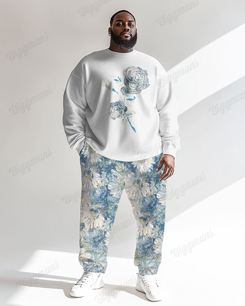 Big & Tall Floral Hoodie Sweatpants Set for big men view 1