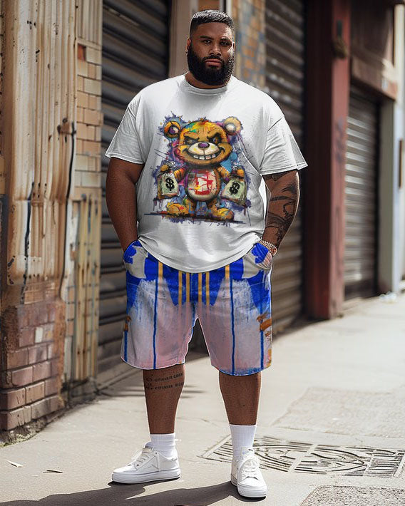 Big & Tall Geometric Graphic T-Shirt Shorts Set for big men view 1